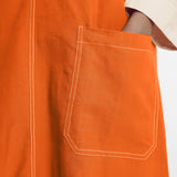 Hot Orange Cotton Poplin Paneled Midi Shift Dress