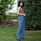 Ice Blue Warm Cotton Corduroy High-Rise Baggy Cargo Pant
