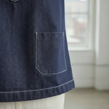 Indigo Cotton Denim Long Sleeve V-Neck Crop Top