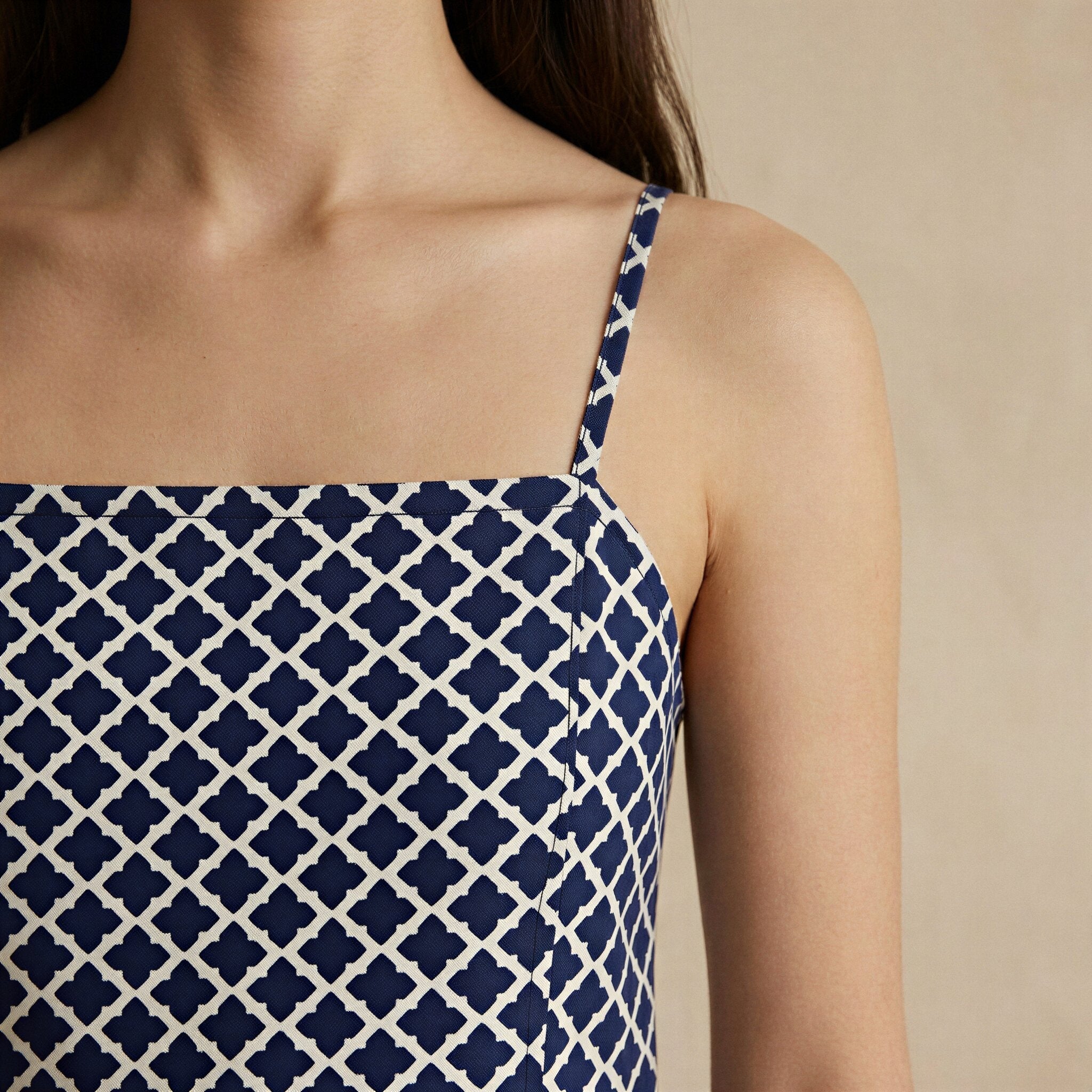 Indigo Mosaic Block Print Cotton Ankle Length Flared Sundress