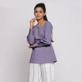 Lavender 100% Linen Flared Tunic Top