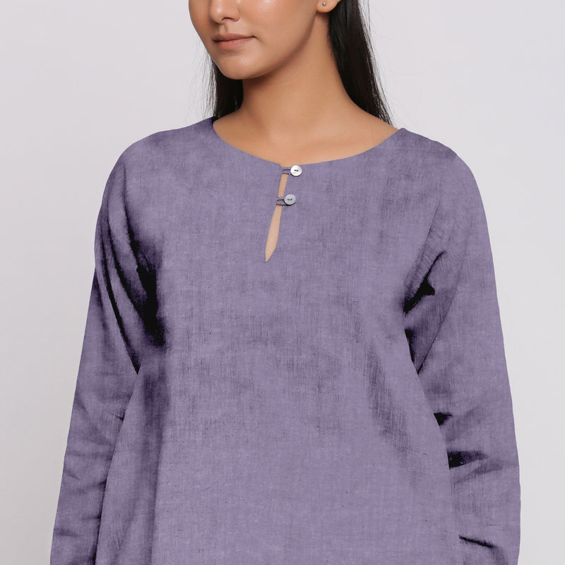 Lavender 100% Linen Flared Tunic Top
