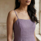 Lavender Cotton Linen Ankle Length Flared Sundress