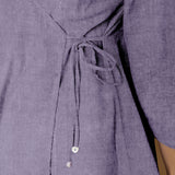 Lavender Cotton Linen Asymmetrical V-Neck Godet Top