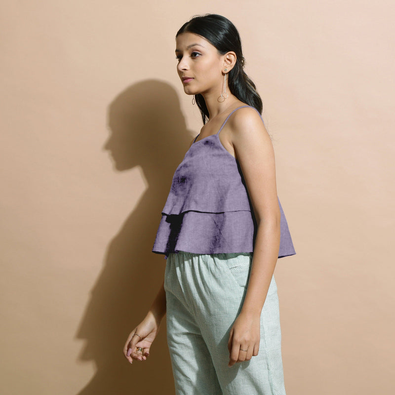 Lavender Cotton Linen Camisole Crop Top