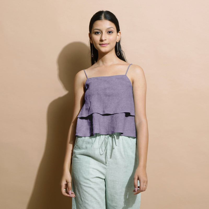 Lavender Cotton Linen Camisole Crop Top