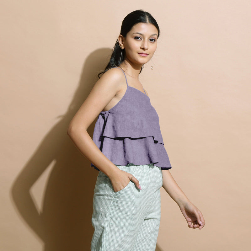 Lavender Cotton Linen Camisole Crop Top