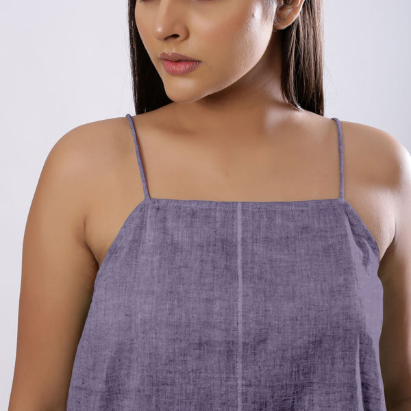 Lavender Cotton Linen Flared Camisole Top