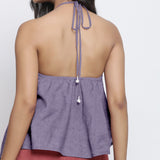 Lavender Cotton Linen Halter Neck Handkerchief Top