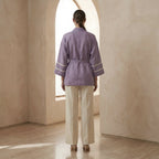 Lavender Cotton Linen Kyoto Kimono Sleeve Wrap Top