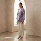 Lavender Cotton Linen Kyoto Kimono Sleeve Wrap Top