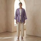 Lavender Cotton Linen Kyoto Kimono Sleeve Wrap Top