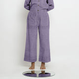 Lavender Cotton Linen Patch Pocket Wide Legged Pant