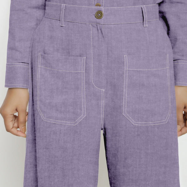 Lavender Cotton Linen Patch Pocket Wide Legged Pant