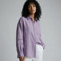 Lavender Cotton Linen Relaxed Button-Down Shirt