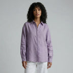 Lavender Cotton Linen Relaxed Button-Down Shirt