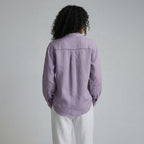 Lavender Cotton Linen Relaxed Button-Down Shirt