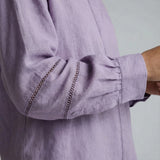 Lavender Cotton Linen Relaxed Button-Down Shirt