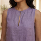 Lavender Cotton Linen Sleeveless A-Line Short Shift Dress