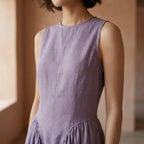 Lavender Cotton Linen Sleeveless Paneled Maxi Dress