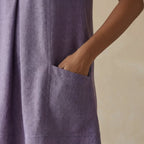 Lavender Cotton Linen Sleeveless Paneled Swing Dress