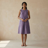 Lavender Cotton Linen Sleeveless Paneled Swing Dress