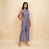 Lavender Cotton Linen Sleeveless Princess Line Jumpsuit