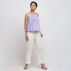 Front View of a Model wearing Lavender Tie Dye Strappy Camisole Top