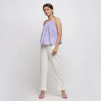 Front View of a Model wearing Lavender Tie Dye Strappy Camisole Top