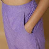 Close View of a Model wearing Lavender Ankle-Length Godet Pant