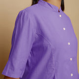 Front Detail of a Model wearing Lavender Mangalgiri Cotton Godet Top