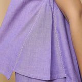 Close Detail of a Model wearing Lavender Mangalgiri Cotton Straight Top