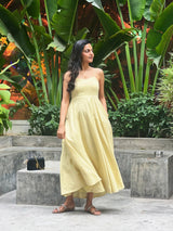 Lemon Yellow 100% Cotton Flared Sundress