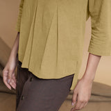 Light Khakhi Box-Pleated High Low Top