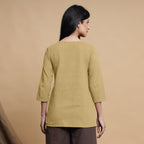 Light Khakhi Box-Pleated High Low Top