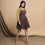Light Khakhi Box-Pleated High Low Top