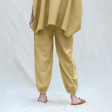 Light Khakhi Cotton Flax High-Rise Elasticated Jogger Pant