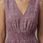 Light Maroon 100% Cotton Sleeveless Fit and Flare Tier Dress