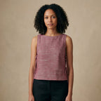 Light Maroon Yarn-Dyed Cotton Sleeveless Side-Tie Top