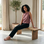 Light Maroon Yarn-Dyed Cotton Sleeveless Side-Tie Top