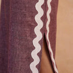 Light Maroon Yarn-Dyed Cotton Wavy Stripe Maxi Shift Dress