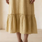 Light Yellow 100% Cotton A-Line V-Neck Sleeveless Maxi Tier Dress