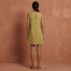 Light Yellow Cotton Sleeveless A-Line Short Shift Dress