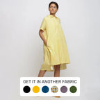 Right View of a Model wearing Light Yellow Tie And Dye High Low Dress