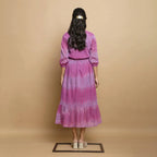 Back View of a Model wearing Lilac Cotton Asymmetrical Dress