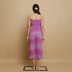 Back View of a Model wearing Lilac Handwoven Godet Culottes Jumpsuit