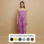 Front View of a Model wearing Lilac Handwoven Godet Culottes Jumpsuit