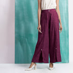 Magenta 100% Cotton Elasticated Mid-Rise Wide Legged Pant