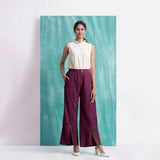 Magenta 100% Cotton Elasticated Mid-Rise Wide Legged Pant