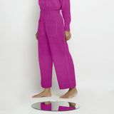 Magenta Cotton Linen Patch Pocket Wide Legged Pant